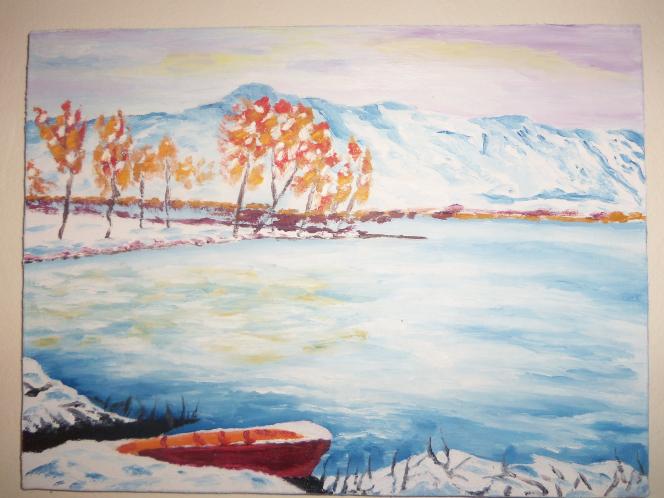 Pikture origjinale me bojra vaji '' peisazh dimri ''